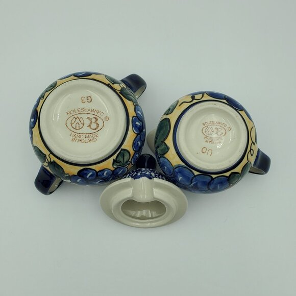 Polish Pottery Tuscan Grapes Cream & Sugar Set Grapes Creamer and Sugar Bowl - Picture 4 of 16